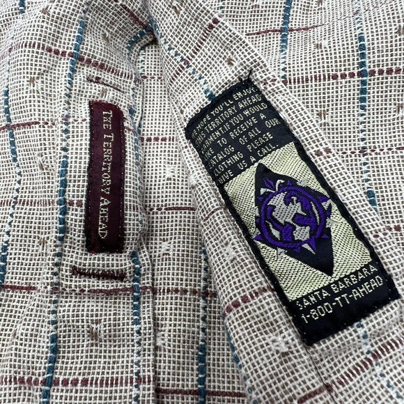 Vintage The Territory Ahead Multicolor Textured Short Sleeve‎ Shirt Casual Large - Picture 5 of 7